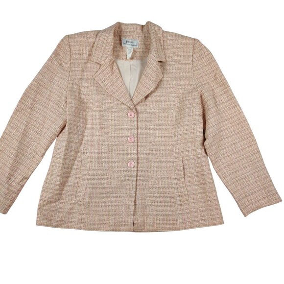 Da Rue 14 womens blazer vintage pastel tweed structured power jacket made in USA - Picture 2 of 12